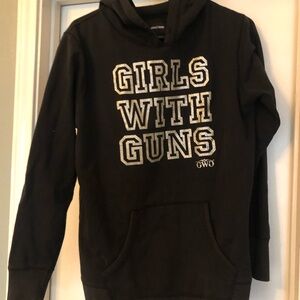 Girls With Guns Black Hoodie with Silver Lettering